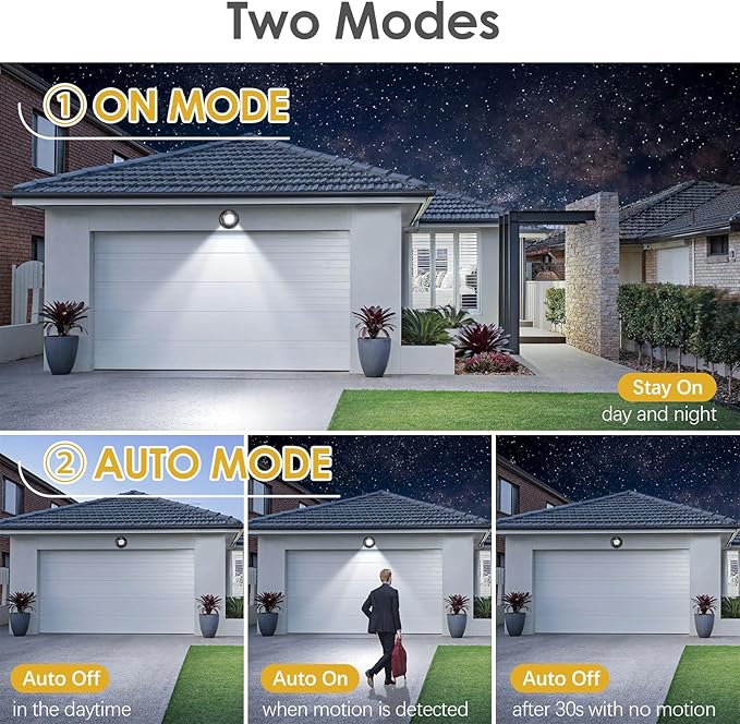 ProGreen 6000K Battery Motion Sensor Light Outdoor Waterproof Wireless LED Battery Powered Wall Light Auto On/Off Night Light 2 Pack Cool White