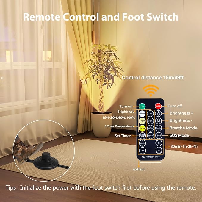 Brightown 2 Pack Uplights Indoor Floor Can Lights - 6000K LED Up Lights with Remote and Timer, 3 Color Temperatures and Dimmable Uplighting Spotlights for Dark Corner Sofa House Plant Picture