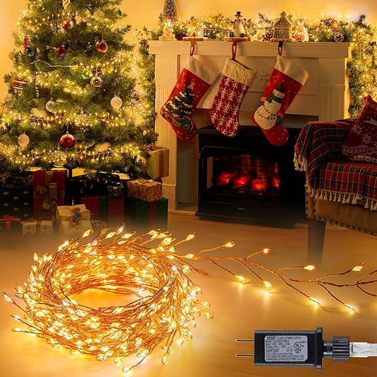 Twinkle Fairy Lights Plug in,200LED Cluster String Lights - Copper Wire Waterproof Christmas Tree Lights for Bedroom Indoor Outdoor, Party Garden Patio Decor