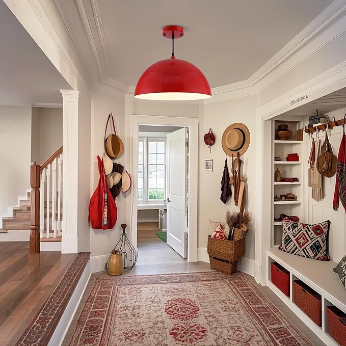 Red Large Pendant Light 2 Packs,19.7inches, Kitchen Pendant Lights, Oversized Island Pendant Lights, Farmhouse Pendant Light, Pendant Light for Bedroom, Kitchen Island