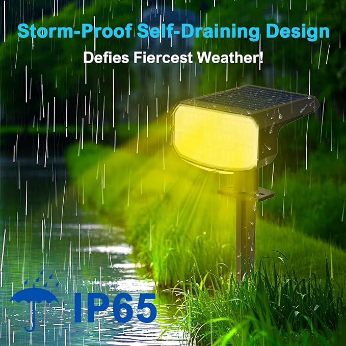 Solar Lights Outdoor Waterproof IP65,Auto On/Off, 2700K 2 Lighting Modes, Super Bright LED, Solar Powered Yard Garden Solar Spot Lights for Outside Landscape -8 Pack