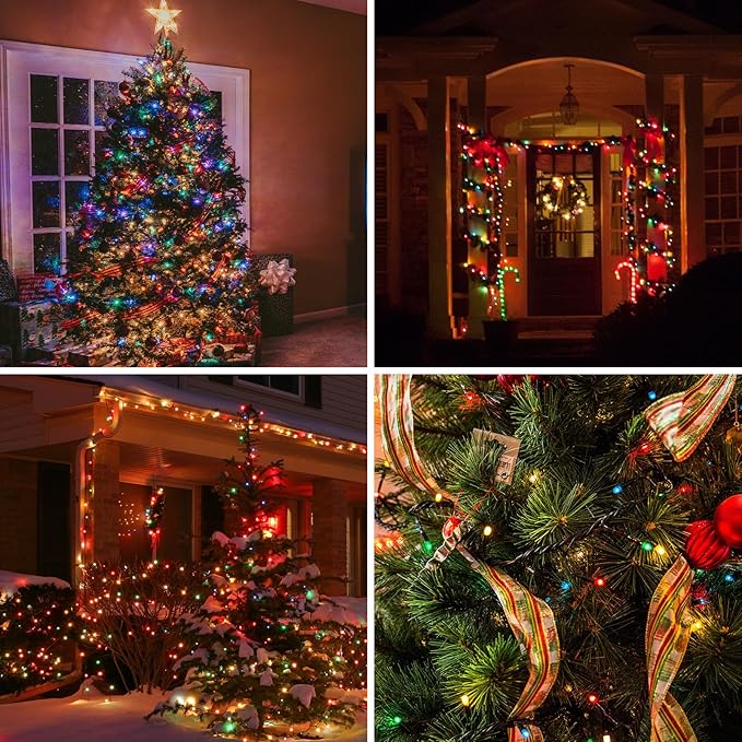 100 Count Multicolor Christmas Lights Plug in, Multi Color String Lights Indoor for Bedroom,Xmas Lights 21ft Christmas Tree Lights Indoor with Colorful Incandescent Mini String Lights for Outside