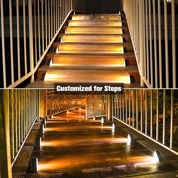 VOLISUN Solar Step Lights for Outside, Solar Stair Lights Outdoor Waterproof IP67, LED Outdoor Step Light, 80 Lumen, Deck Light for Outside, Front Porch and Patio(Black,24 Pack)