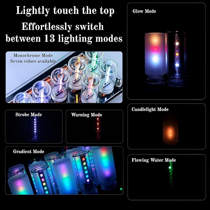 4PCS Mini USB Car Atmosphere Lights, Auto-Changing 7 Colors, Transparent & Frosted Shell Bottle Night Lights, Touch Control for Vehicle Holiday Party Camping Bedroom Decor.