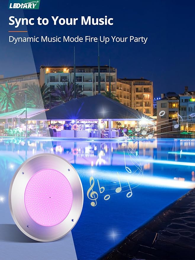 LEDIARY Ultra Slim LED Pool Lights for Inground Pool, 120V 54Watt Swimming Pool Lights with 100FT Cord, RGB Multicolor, IP68 Waterproof Pool Underwater Light for 10" Wet Niches (Transformer Included)