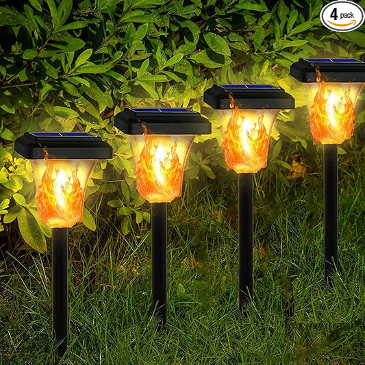 Swingers Solar Lights Outdoor,with Upgraded 2nd-gen Flame tech,LED Solar Torch Lights with Flickering Flame,Waterproof Outdoor Garden Light for Christmas, Garden, Landscape, Path, Yard, Patio (4)