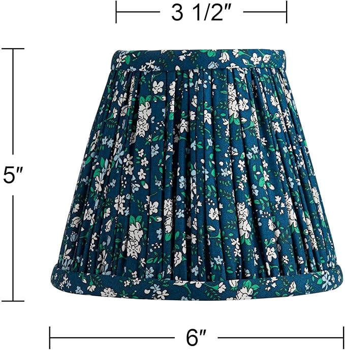 Springcrest Nelle Blue and Green Floral Cottage Core Pleated Shade 3.5x6x5 (Clip-On) - Springcrest