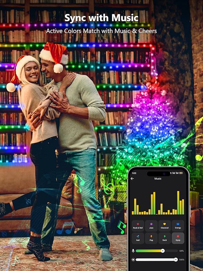 BrizLabs Smart Easter Lights, 66ft 200 LED Color Changing Xmas Lights Work with Alexa & Google Home, Rainbow Fairy Light Christmas Decorative Pastel Lighting Green Wire for Xmas Tree Halloween Party