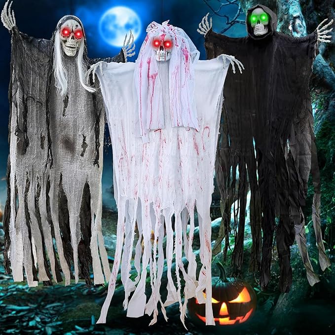4 Pack Halloween Decoration LED Glowing Light Up Skulls Eyes, Horror DIY Glowing Eyes Lights Battery Operated for Halloween Decoration Masks, Skulls, Pumpkin, Spider, Tombstone Props (Red)