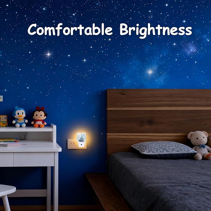 Blue Sailboat in Harbor Night Light for Kids, Dusk-to-Dawn Auto Sensor Plug in Night Light, 0.5W Energy Saving Non-Toxic Design for Bedroom/Bathroom, Ideal Gifts for Women, Men & Kids