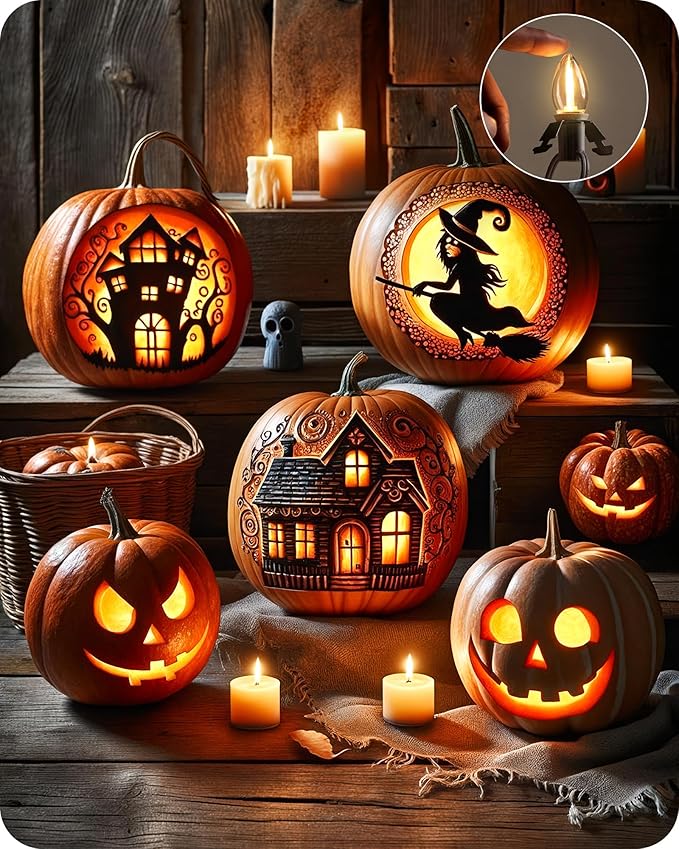 Christmas Village Lights, Decoration String Lights 9Ft with 3 C7 LED Bulbs, Warm White, with Male and Female Plugs, for Christmas Snow House,Pumpkin Crafts,Holiday W05VL05 Village Lights