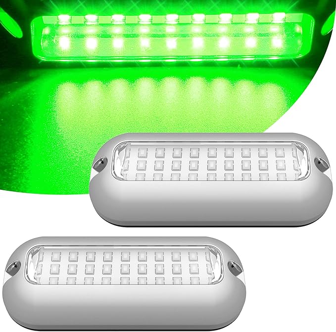 HUSUKU SOOP3 Mini 50W 27LED Waterproof Stainless Steel Transom Led Light, High-Intensity Marine Led Underwater Lights (2 pcs)