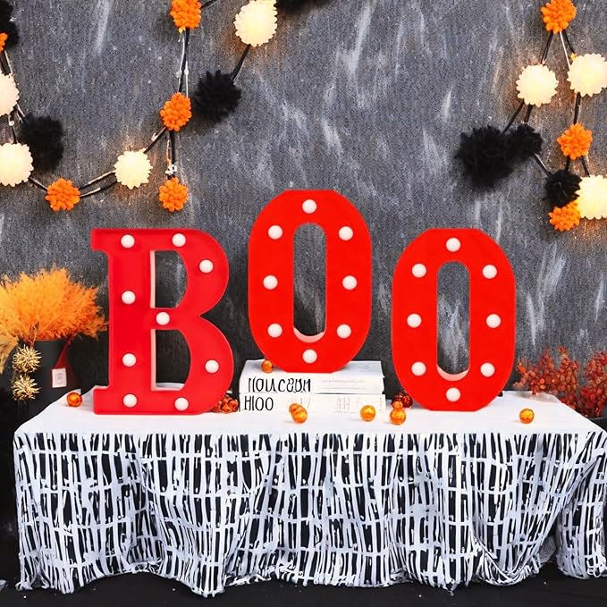 Halloween Decorations, "BOO" Light Up Sign, LED Marquee Light Up Letters, Halloween Decor Indoor for Kitchen, Bedroom, Party, Tabletop