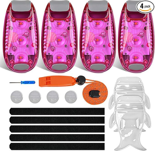 Nilight LED Safety Light 4PCS Pink Marine Navigation Bike Tail Lights Three Modes Waterproof Reflective Gear Clip On Flash Strobe Indicator Lamp for Night Boating Fishing Cycling Jogging