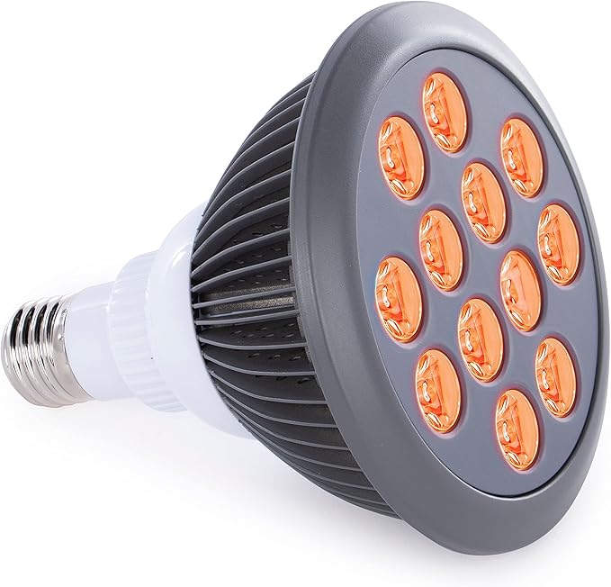 hooga Orange Light Therapy Bulb Power Cord Included. 605 nm Wavelength. 12 LEDs. High Irradiance, May Reduce Skin Redness and Irritation. Mood Enhancing Benefits.
