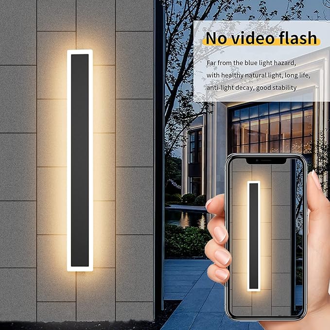Aipsun Porch Wall Lights 59inch Long Strip Modern Outdoor Wall Light Fixture, Black Wall Mount Lighting Sconce Exterior Lights Wall Sconce 3000K for House Living Room Corridor(1 Pack)