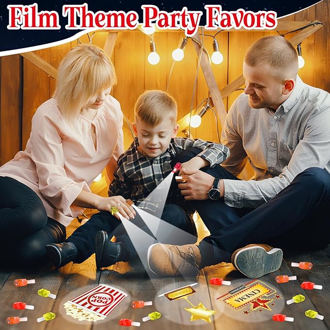 36Pcs Movie Night LED Finger Lights Movie Theme LED Finger Lights Glow in the Dark Light Up Toys Back to School Supplies for Kids Birthday Party Goodie Bag Stuffer Birthday Gifts Classroom Prize