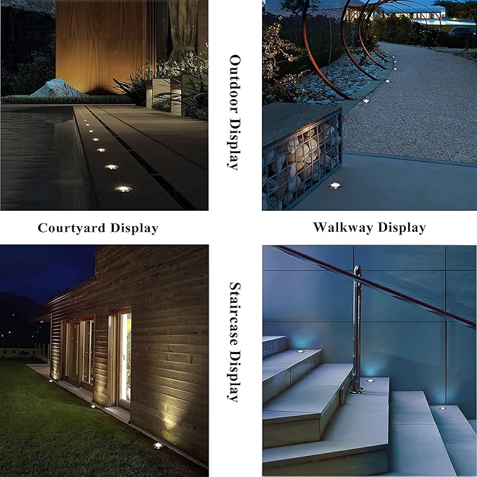 RNEHON 5W In-Ground Well Light,Voltage 12-24V, In-Ground Lighting, Low Voltage Landscape Pathway Lights, IP67 Waterproof, Aluminum, 3000K Outdoor Lighting for Yard,Lawn,Garden,Patio,Black Pack of 6