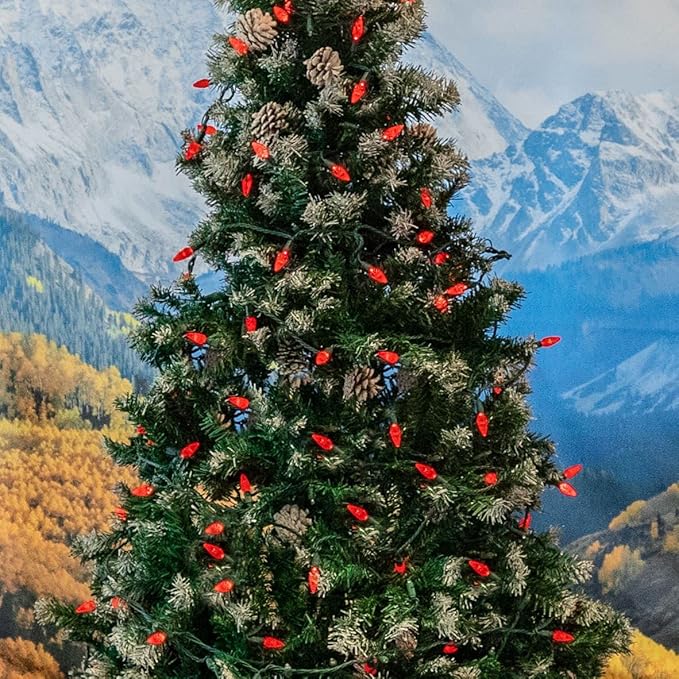 Novelty Lights 24FT 70 LED C6 LED Christmas String Lights, Commercial Grade Outdoor Tree Decorations (Red)
