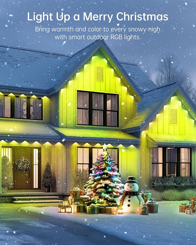 200FT Permanent Outdoor Lights -RGB Eaves Lights with App Control Remote,DIY Scene Modes IP67 Waterproof Outside LED Light for Christmas, Holiday, Daily, House Roof Eternity Lighting