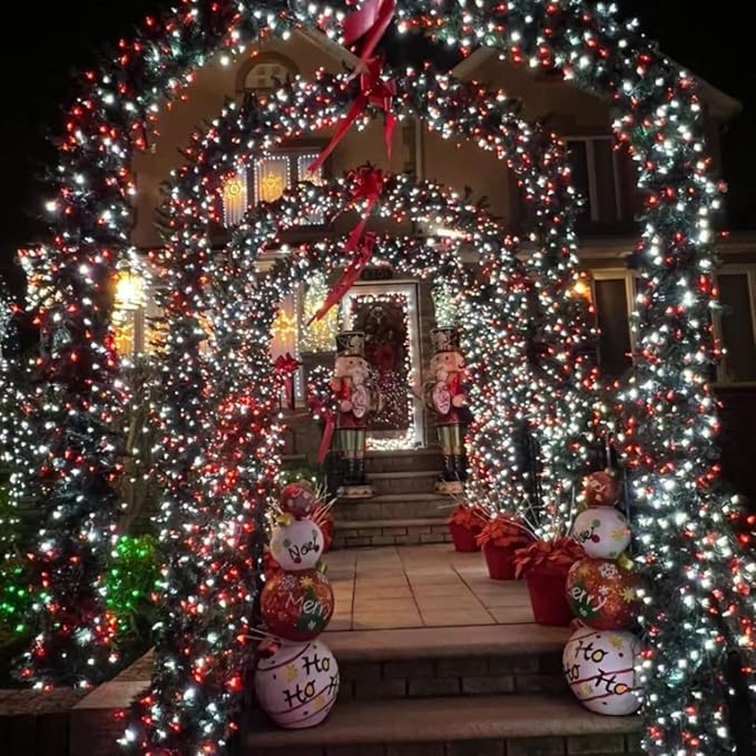 QITONG 165ft 500 LED Red and White String Lights, Christmas String Lights with Green Wire, 8 Modes Twinkle Lights Plug in