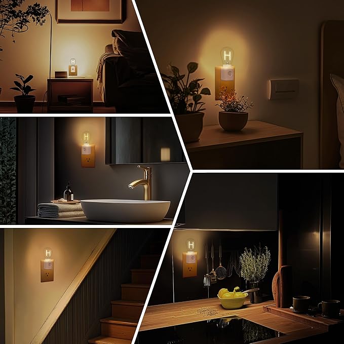 Motion Sensor Night Light, Night Lights Plug into Wall,H-Type 2200K Amber Dimmable LED Motion Activated Nightlight for Bathroom Hallway Decor, 1-Pack