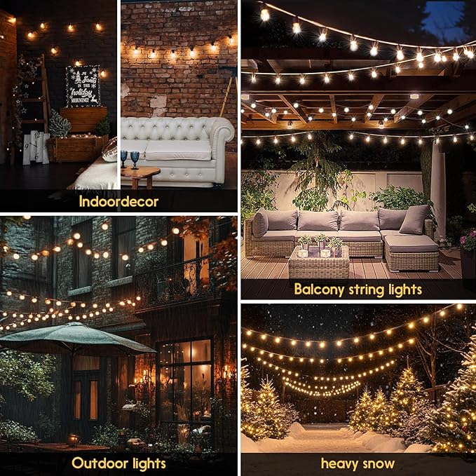 Outdoor String Lights 100ft LED Hanging Globe Patio Lights with G40 Shatterproof Bulbs(34+3 Bulbs), Waterproof Connectable Hanging Light for Indoor Outdoor Decor Garden Camping Backyard Porch