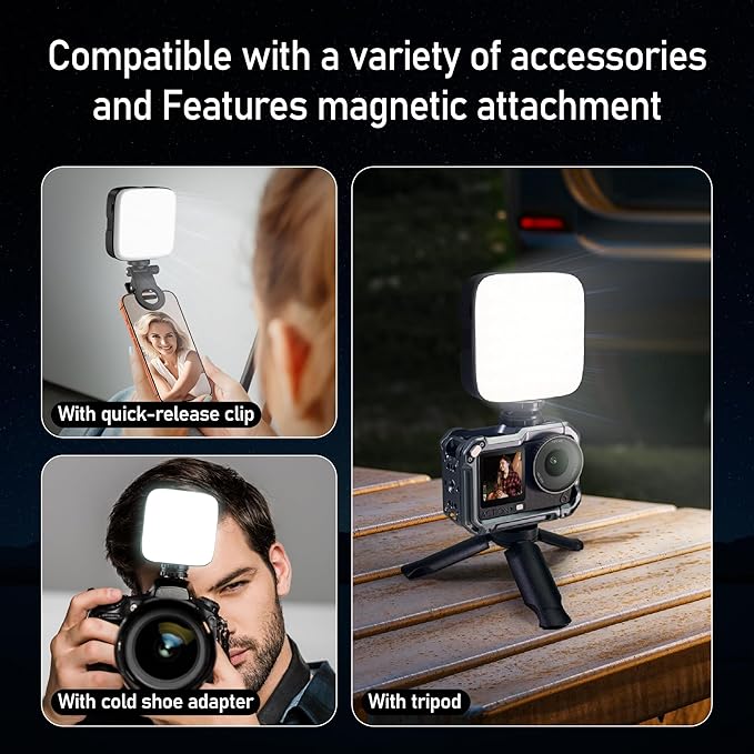 CYNOVA Magnetic RGB Video Light with Mini Desktop Tripod, Portable LED Camera Light 3000–9000K, 126 LEDs, Rechargeable Mini Panel for Vlogging, Live Streaming, Photography