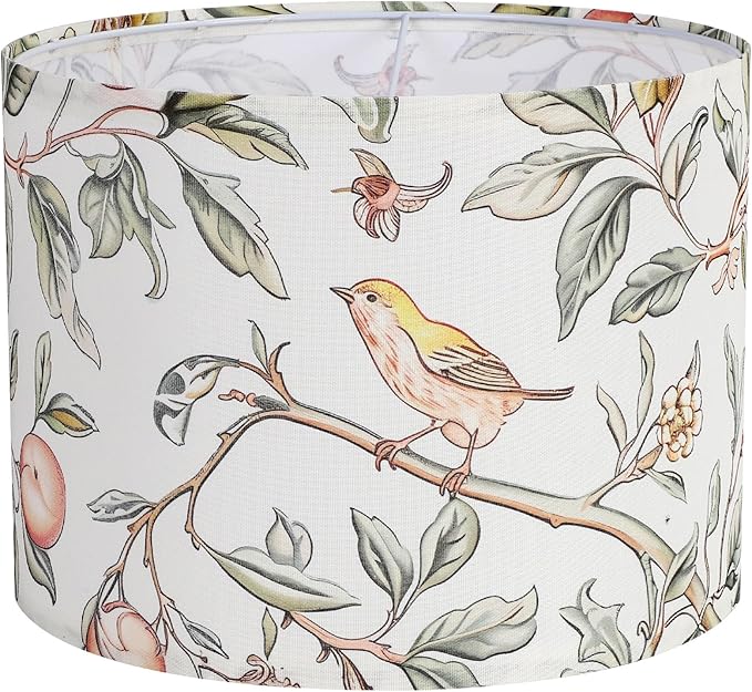 Fabric Lamp Shades, 13” Width and 10” Height Lamp Shade, HD Printing Bird Lampshade, Lamps shades fit with Spider/Uno, Modern Farmhouse Lamp Shades for Table Lamps, Floor Lamps (1 Pack)