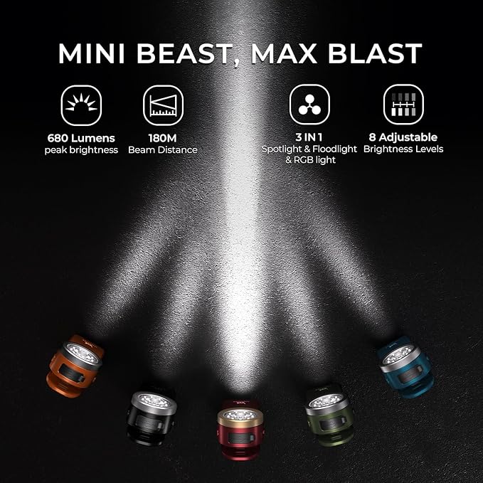 Wurkkos HD03 Rechargeable EDC Flashlight 680 High Lumen Clip Light, Small Flashlight Triple Light Source, 90 High CRI, IPX6 Waterproof, Magnetic Mini Pocket Flashlight for Working Emergency Signal