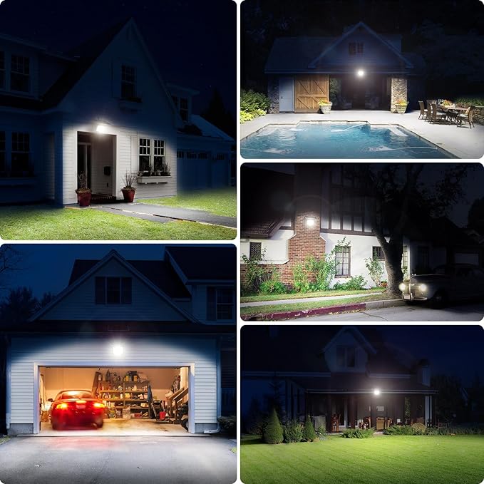 intelamp Solar Flood Lights Outdoor Waterproof, 20000mAh 2000LM Floodlight Exterior with Remote 16.4 FT Cable, 2-12H Timer Dusk to Dawn Security Spots Lighting Outside for Garden Pathway (Pack of 2)