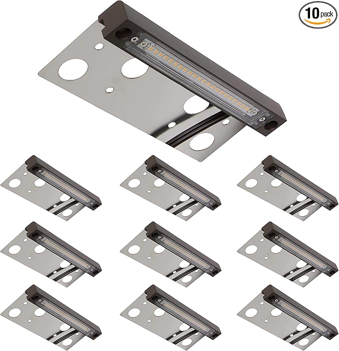 GKOLED 10-Pack UL Listed Hardscape Lighting, Paver Wall Lights, 6.8 Inches LED Step Lights, 4W 2700K Retaining Wall Light, Solid Powder Coated Die-cast Aluminum Housing, Low Voltage 12V AC/DC