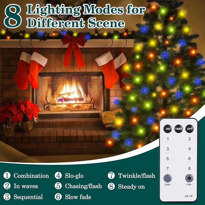 HYH Christmas Lights Outdoor String Lights 500LED 164FT Multicolored Xmas Plug in Fairy Lights Waterproof with Remote for Outside Bush Tree Decor Garden Patio Indoor Balcony Christmas Party