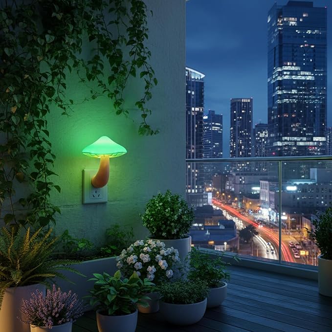 AUSAYE 3 Pack Sensor LED Night Light Plug in Lamp Mushroom Night Light for Adults Kids NightLight Bedroom,Bathroom,Toilet,Hallway,Stairs,Kitchen,Basement Green