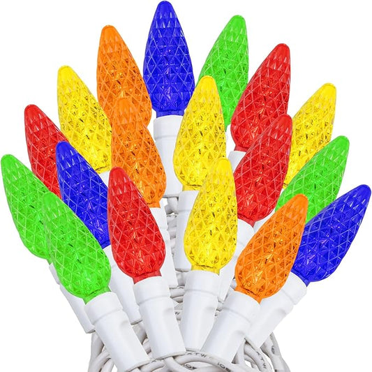 Novelty 24FT 70 LED C6 LED Christmas String Lights, Multicolor Commercial Grade Outdoor Tree Decorations