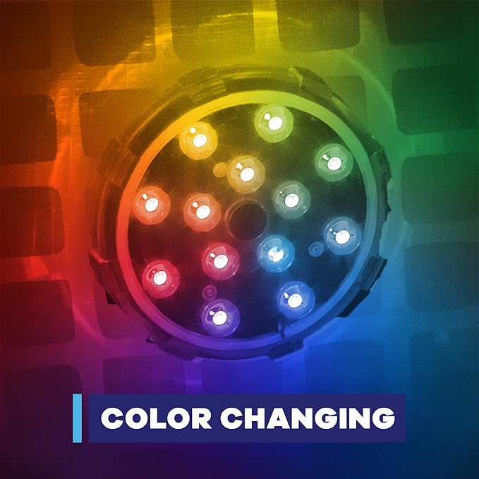 Game Pool Lights - 12 Colors 4 Modes, Easily Installable, Remote Controlled, Uses 3 AAA Batteries, for Above Ground Pools