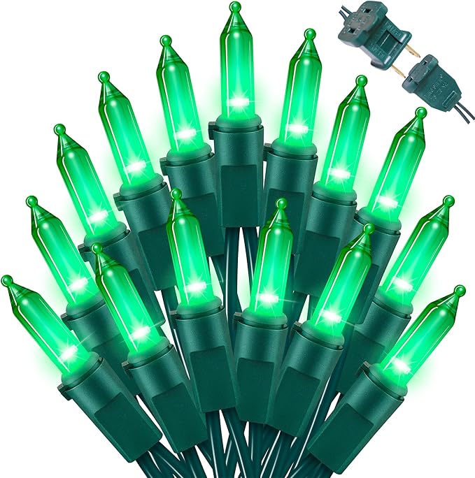 LAMPHOME St. Patrick Mini String Lights,100LED 21.6Ft St Patrick Day Lights, Waterproof Green Lights for Indoor Xmas Tree Garland Birthday Wedding Party Festival Decoration, Green Wire