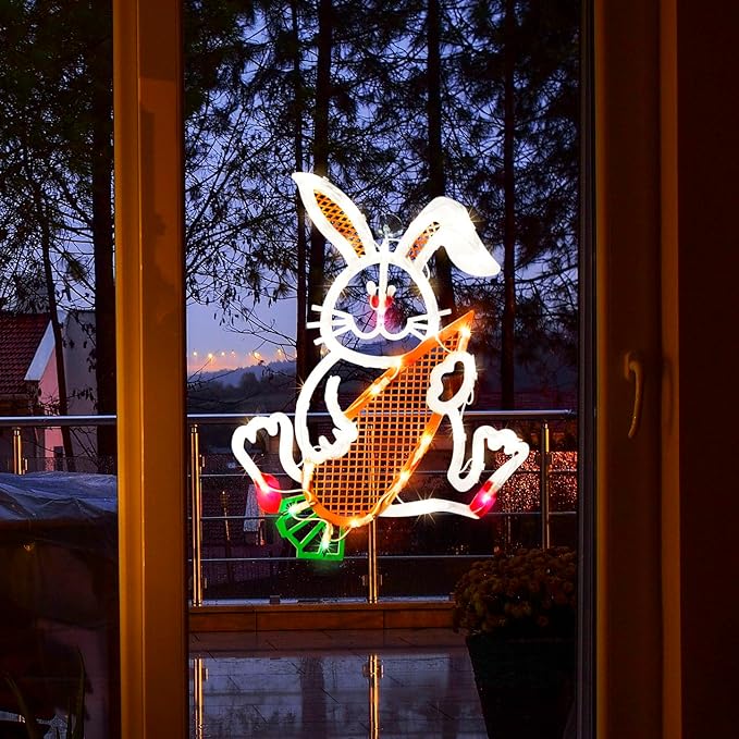 LAMPHOME 17 Inch Lighted Easter Bunny Rabbit Spring Window Silhouette