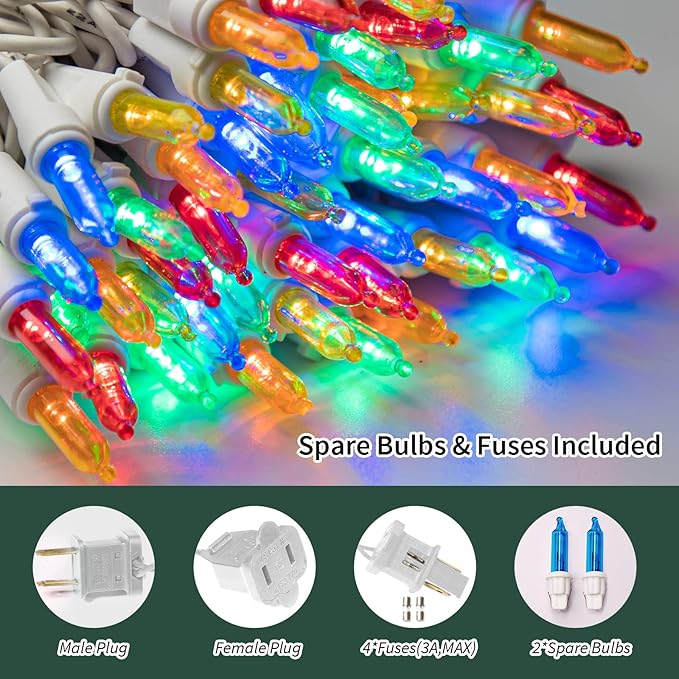 LAMPHOME 21.6ft 100 LED Easter String Lights, Plug-in Connectable Waterproof Outdoor Indoor Christmas Lights, White Wire Colorful Fairy Lights for Party Garden Decor