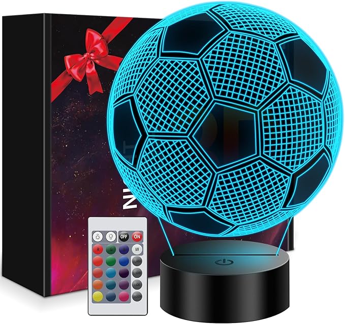 Soccer Easter Gifts for Boys 8-12, 3D Illusion Soccer Lamp Gifts for Kids Teens Boys Girls, 5 6 7 8 9 10 11 12 Year Old Boy Birthday Gifts for Kids Children, Boys Room Decor