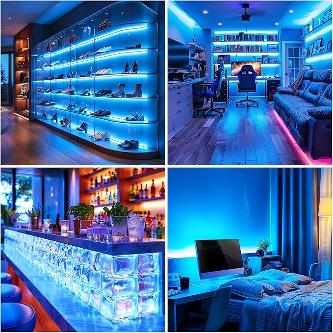 ICE Blue LED Strip Lights 320 LEDs High Brightness Indoor Use Short LED Strip Light Narrow USB Thin Flexible 5V COB Rope Light for DIY Display Cabinet Back Light TV Lights (3.28FT/1M)