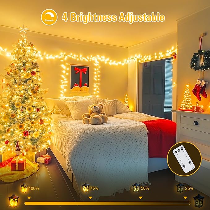 JMEXSUSS 168FT 600 LED Christmas Lights Outdoor Waterproof Clear Wire Indoor String Lights for Outside Warm White Christmas Tree Lights Plug in for Bedroom Wedding Party Spring Decor