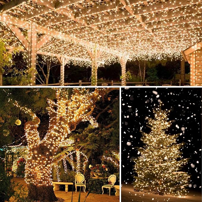 Solar String Lights Outdoor Waterproof Christmas Fairy Light 100LED 8 Modes Garden Christmas Easter Halloween Decorations Outdoor Lights for Flower Fence Yard Party Wedding