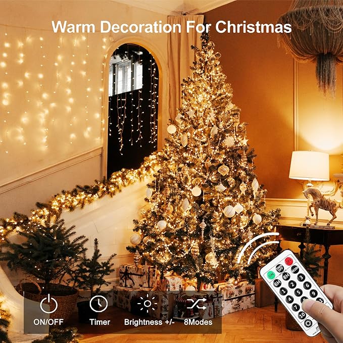Upgraded 2Pack Total 140Ft 400 LED Fairy Lights Battery Operated with Remote & Timer, Waterproof Christmas String Lights Outdoor Indoor, Battery Twinkle Lights for Bedroom, Xmas, Parties, Tree, Decor