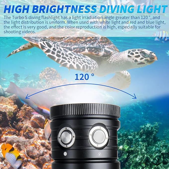 Dive Light,LetonPower TS S 10000Lumens 100m Underwater Video Light,Diving Flashlight,Waterproof Flashlight with Type-C Charging for Professional Under Water Sports