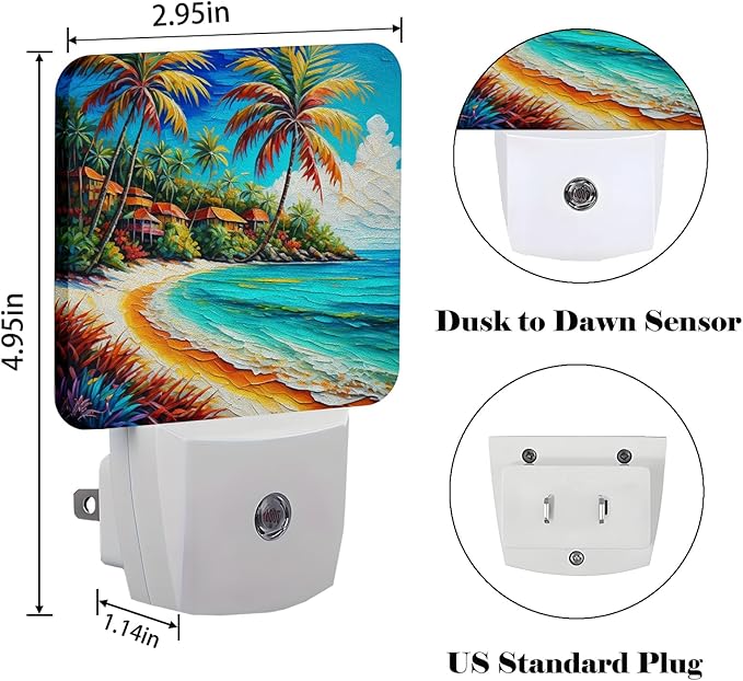 Seaside Town Night Light,Plug Into Wall Decor for Stairway,Hallway,Kitchen,Dusk to Dawn Sensor Nightlights for Boys/Girls/Women/Men Room Gifts