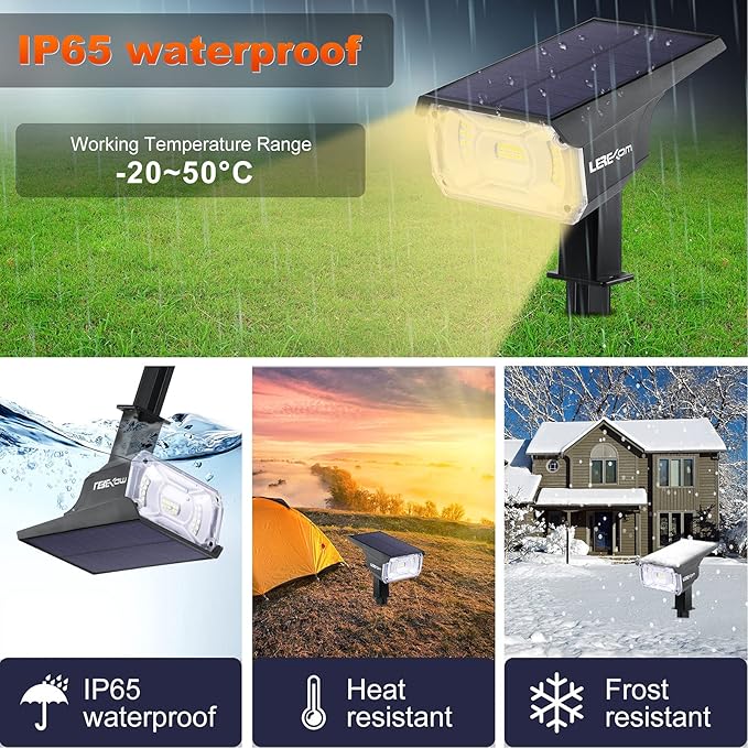 40 LEDs Spotlights,IP65 Waterproof Solar Powered Landscape Spotlights 2-in-1 Wall Light, Outdoor Landscaping Lights Auto On/Off for Yard Garden 2Pack Warm-White