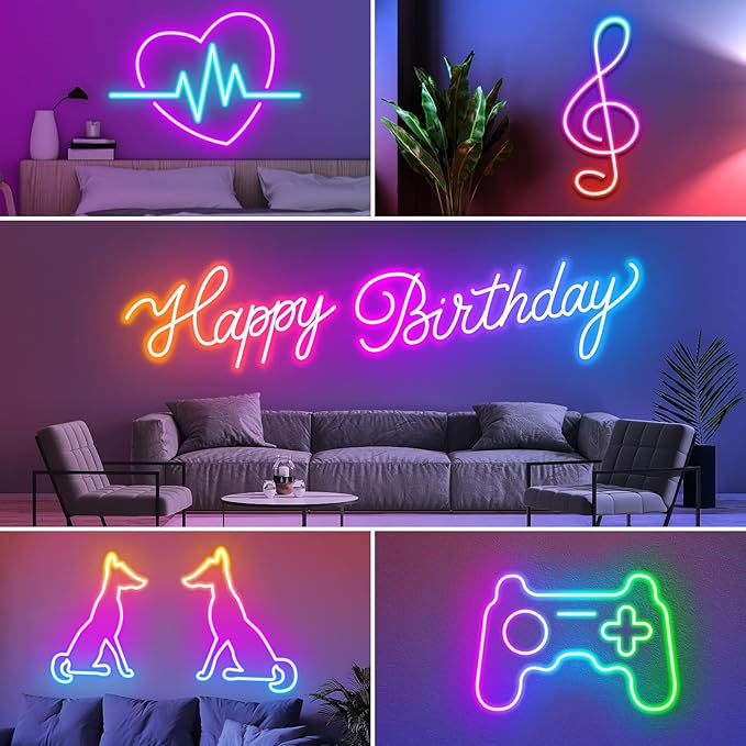 AILBTON 50Ft Neon Rope Lights,Flexible Led Rope Lights Control with App/Remote,Multiple Modes Rope Lights,IP65 Outdoor RGB Led Neons Lights,Music Sync Gaming Led Neon Light Strip for Bedroom Decor