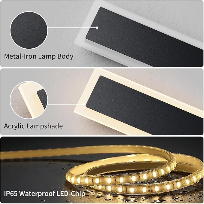 2 Pack 57.0 inch Modern Led Outdoor Wall Light, 3000K-6000K 10%-100% Dimmable Lights for Outside, IP65 Waterproof Wall Sconce Light with Remote Control for Porch,Hallway, Garage,Patio,Stairway,Yard