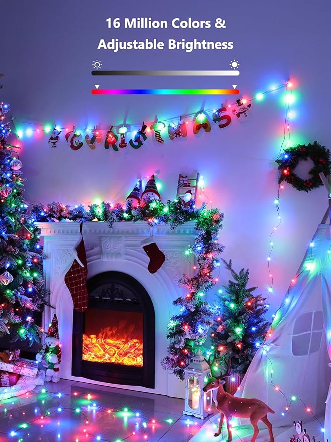 BrizLabs Smart Easter Fairy Lights, 33ft 100 LED Color Changing Christmas Lights Work with Alexa & Google Home, Rainbow Xmas Light Dimmable Pastel Lighting Green Wire for Xmas Halloween Easter Party